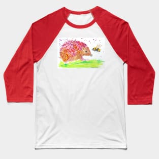 Cute Pink hedgehog and Bee Baseball T-Shirt